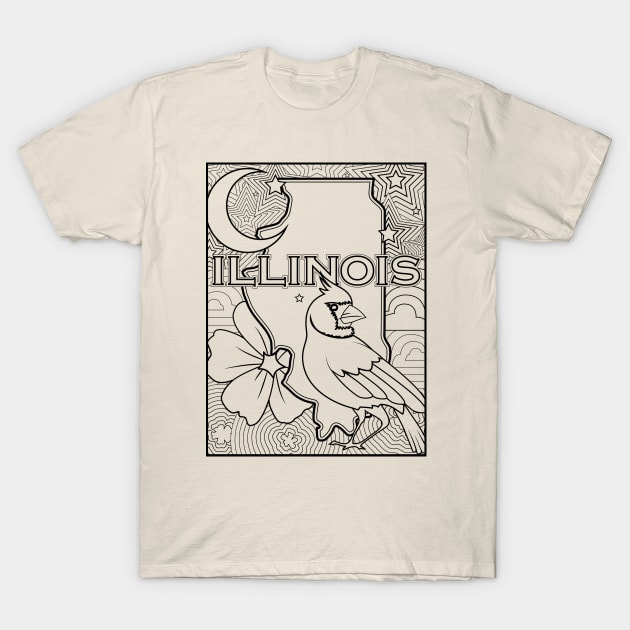 illinois coloring page T-Shirt by LeapDaze